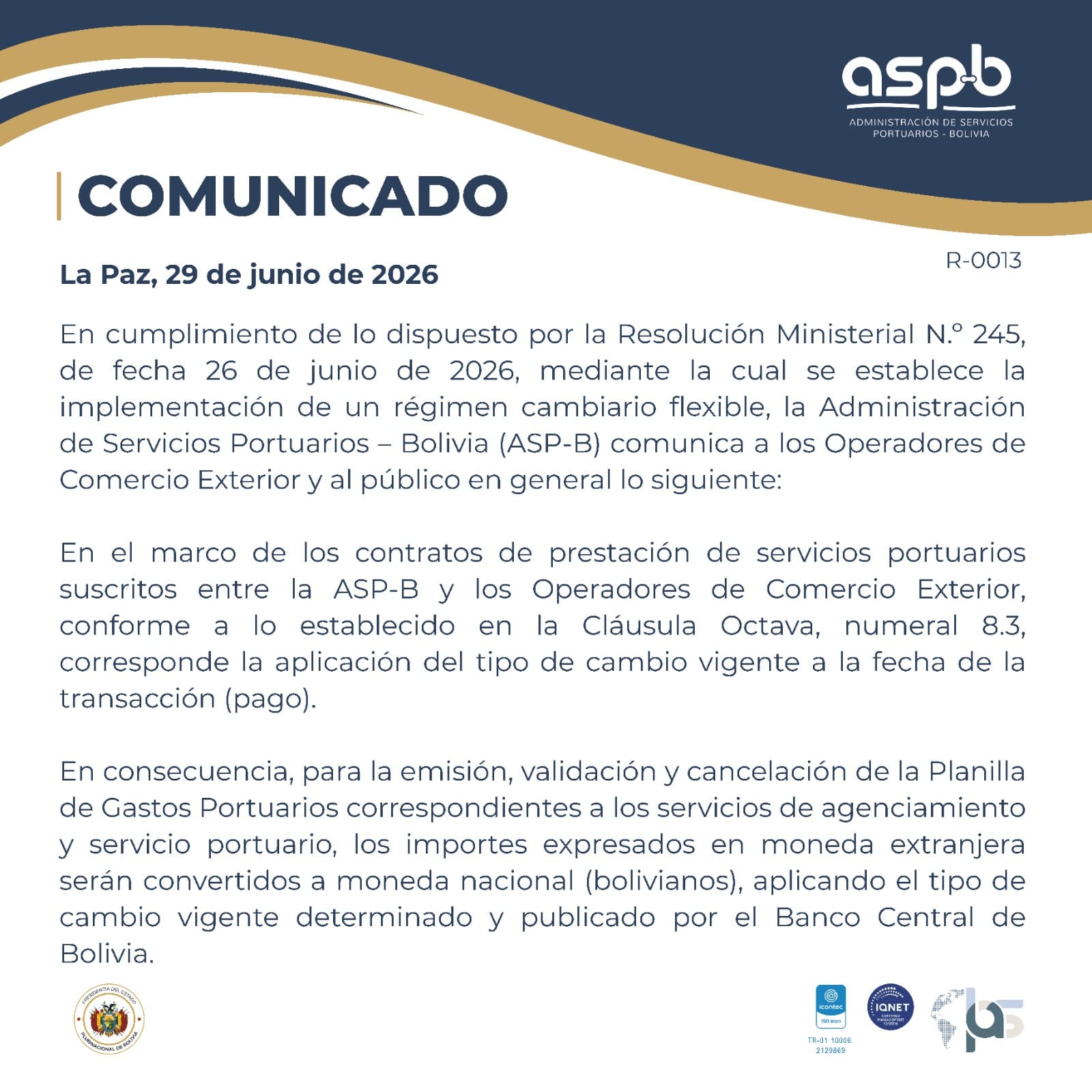 Comunicado 29 de junio